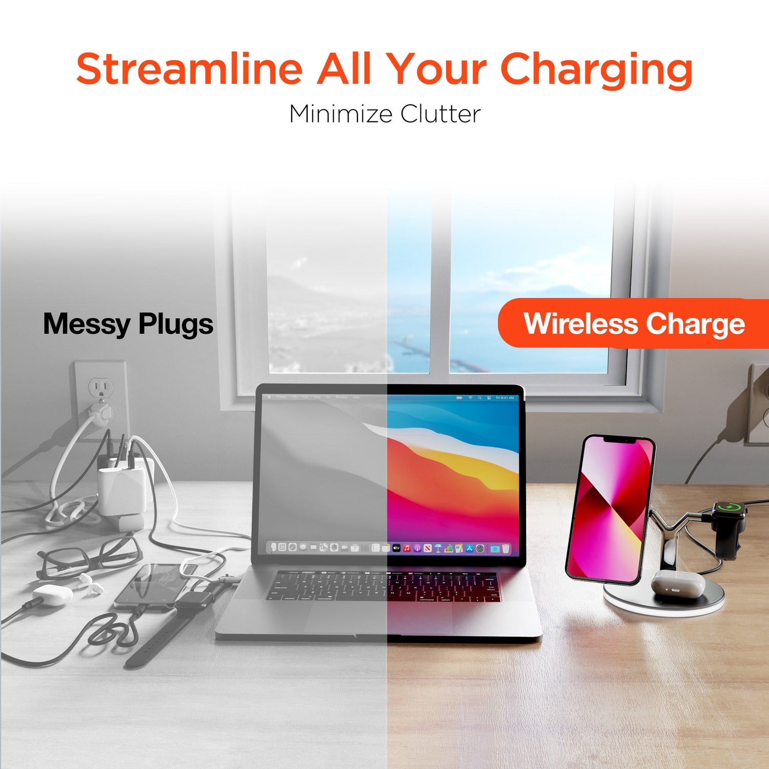 HyperGear MaxCharge 3-in-1 MagSafe Wireless Charging Stand for Phones Jupiter Gear Home