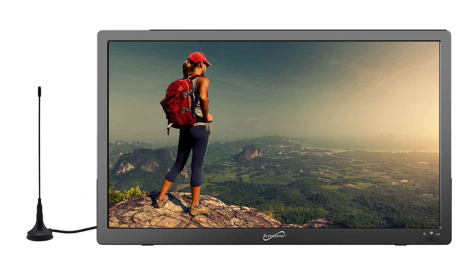 Supersonic Portable 16" 12 Volt Digital LED TV with USB, SD, and HDMI Input, Built-in Rechargeable Lithium Ion Battery and FM Radio (SC-2816) Jupiter Gear Home