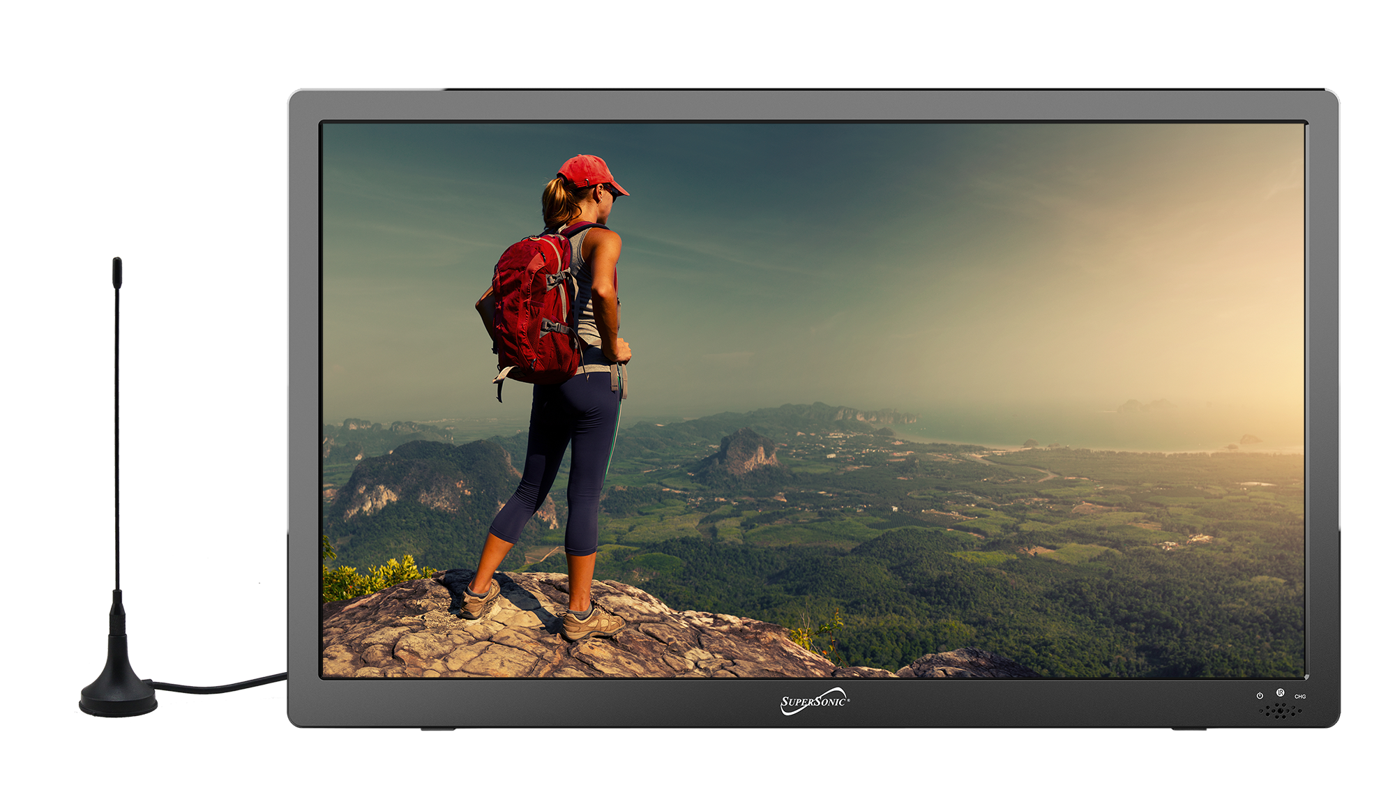 Supersonic Portable 16" 12 Volt Digital LED TV with USB, SD, and HDMI Input, Built-in Rechargeable Lithium Ion Battery and FM Radio (SC-2816) Jupiter Gear Home