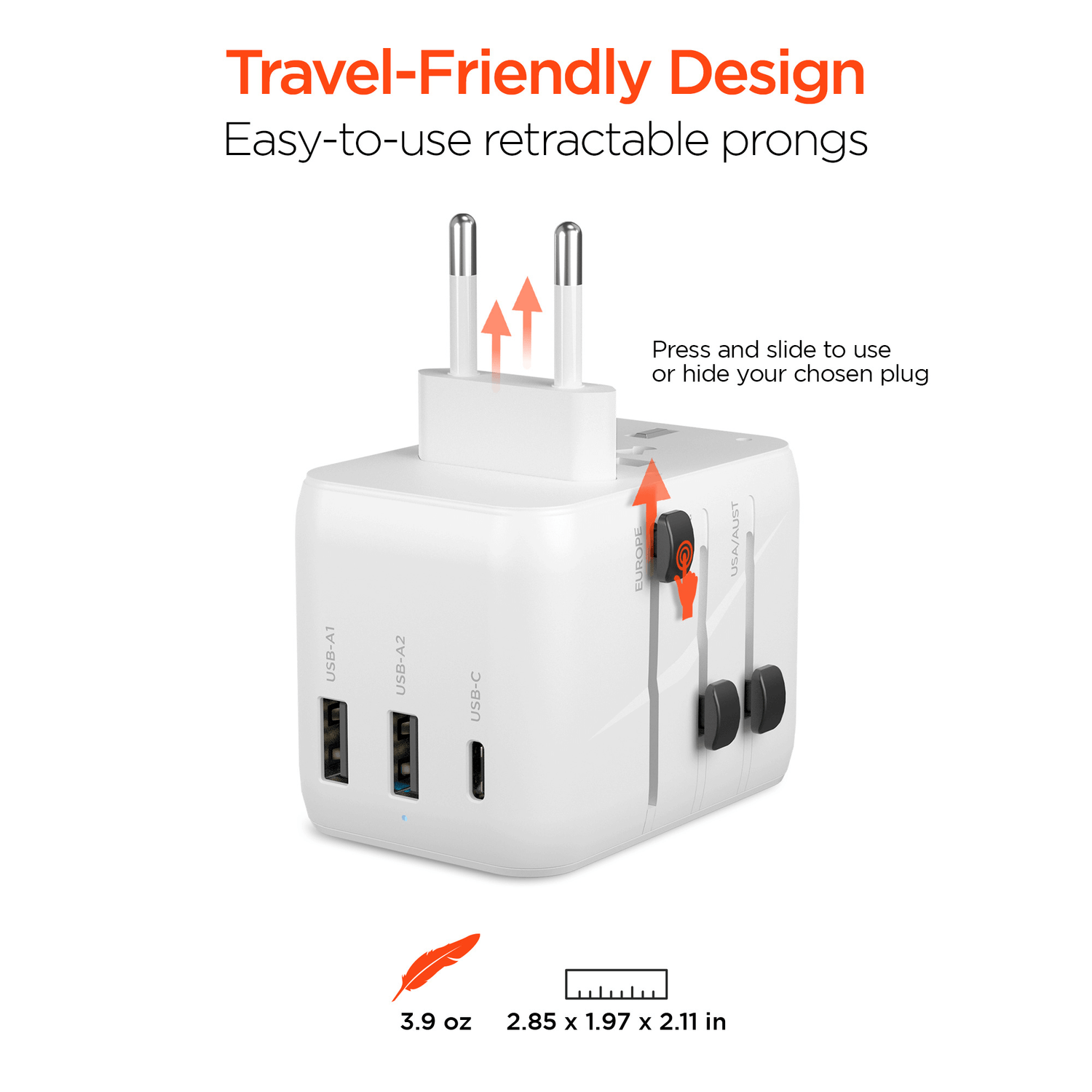 HyperGear WorldCharge Universal Travel Adapter with USB-C Jupiter Gear Home