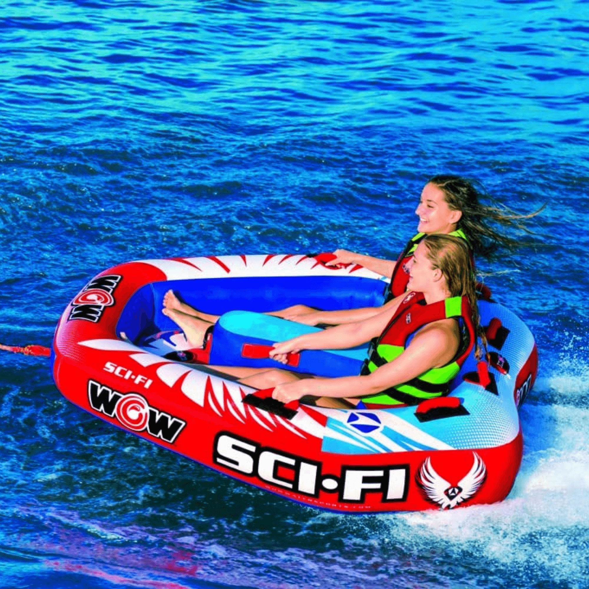 WOW Watersports Sci-Fi 2 Person 2P Cockpit Towable with Inflated Median Jupiter Gear Home