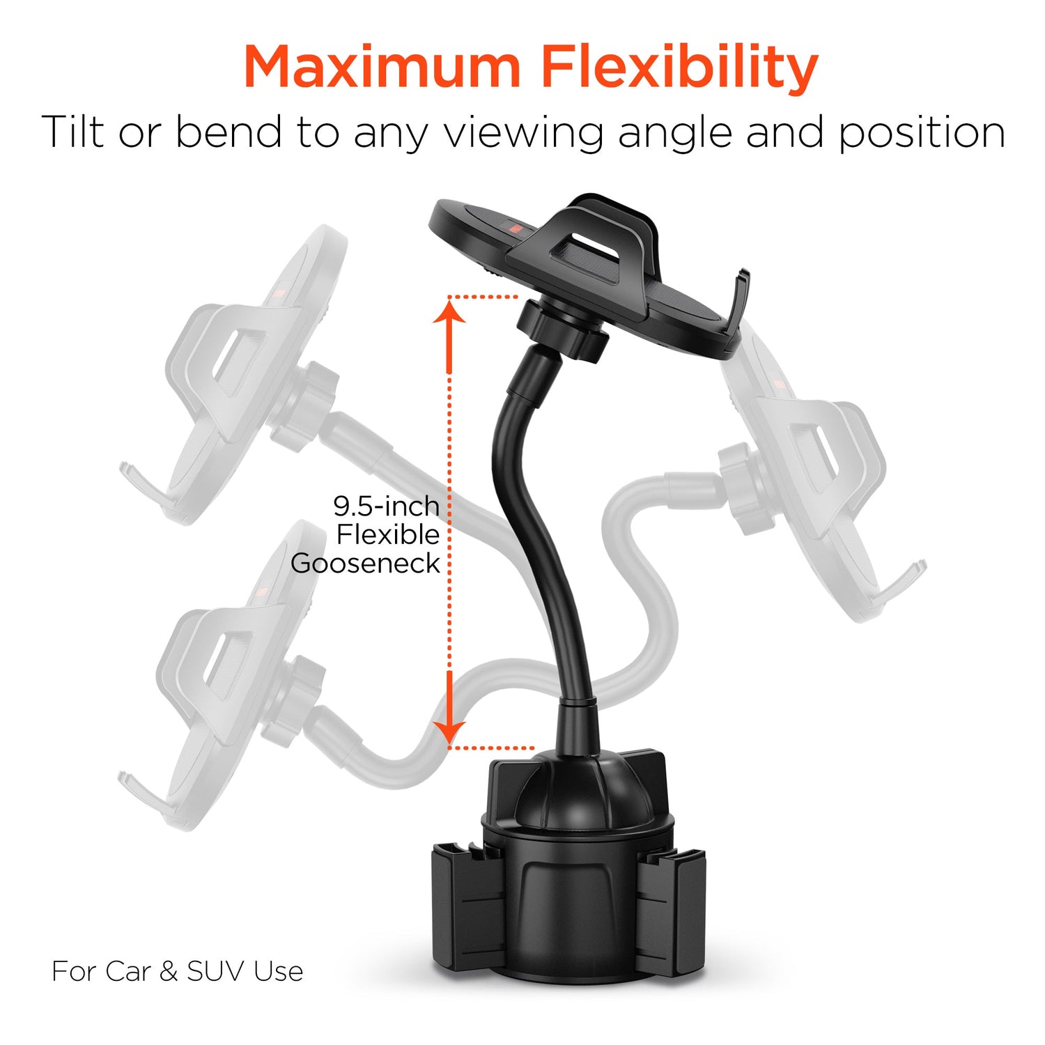 HyperGear Universal Cup Holder Flex Phone Mount w Rotatable Cradle Jupiter Gear Home