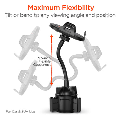 HyperGear Universal Cup Holder Flex Phone Mount w Rotatable Cradle Jupiter Gear Home