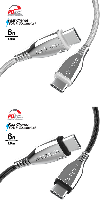 Naztech Titanium USB-C to USB-C Braided Cable 6ft Jupiter Gear Home