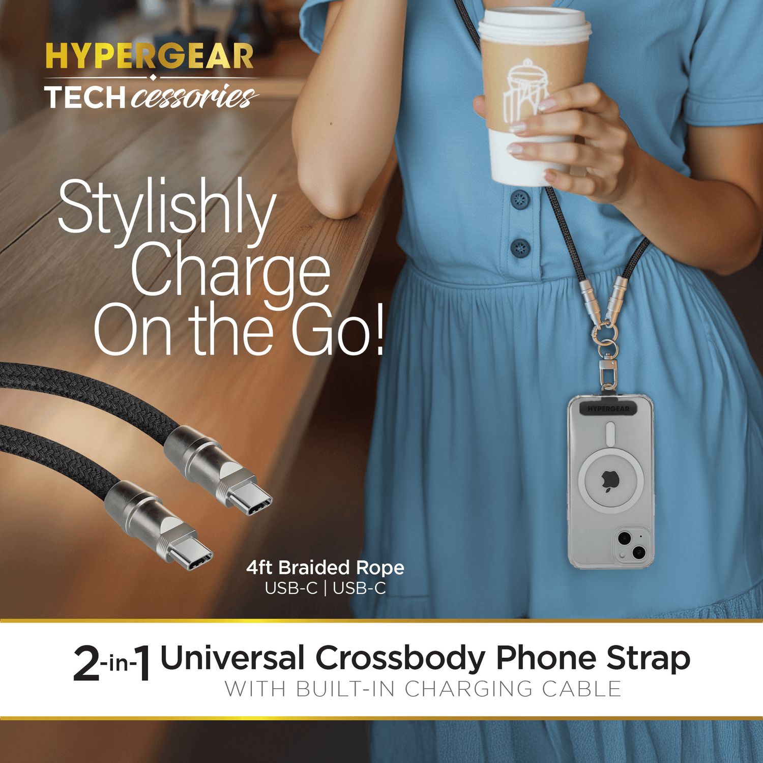 HyperGear 2-in-1 Universal Crossbody Phone Strap and Charging Cable Jupiter Gear Home
