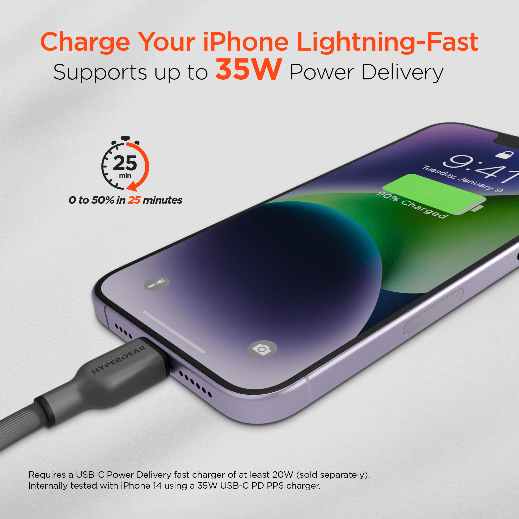 HyperGear Flexi PRO USB-C to Lightning Cable 10ft Jupiter Gear Home