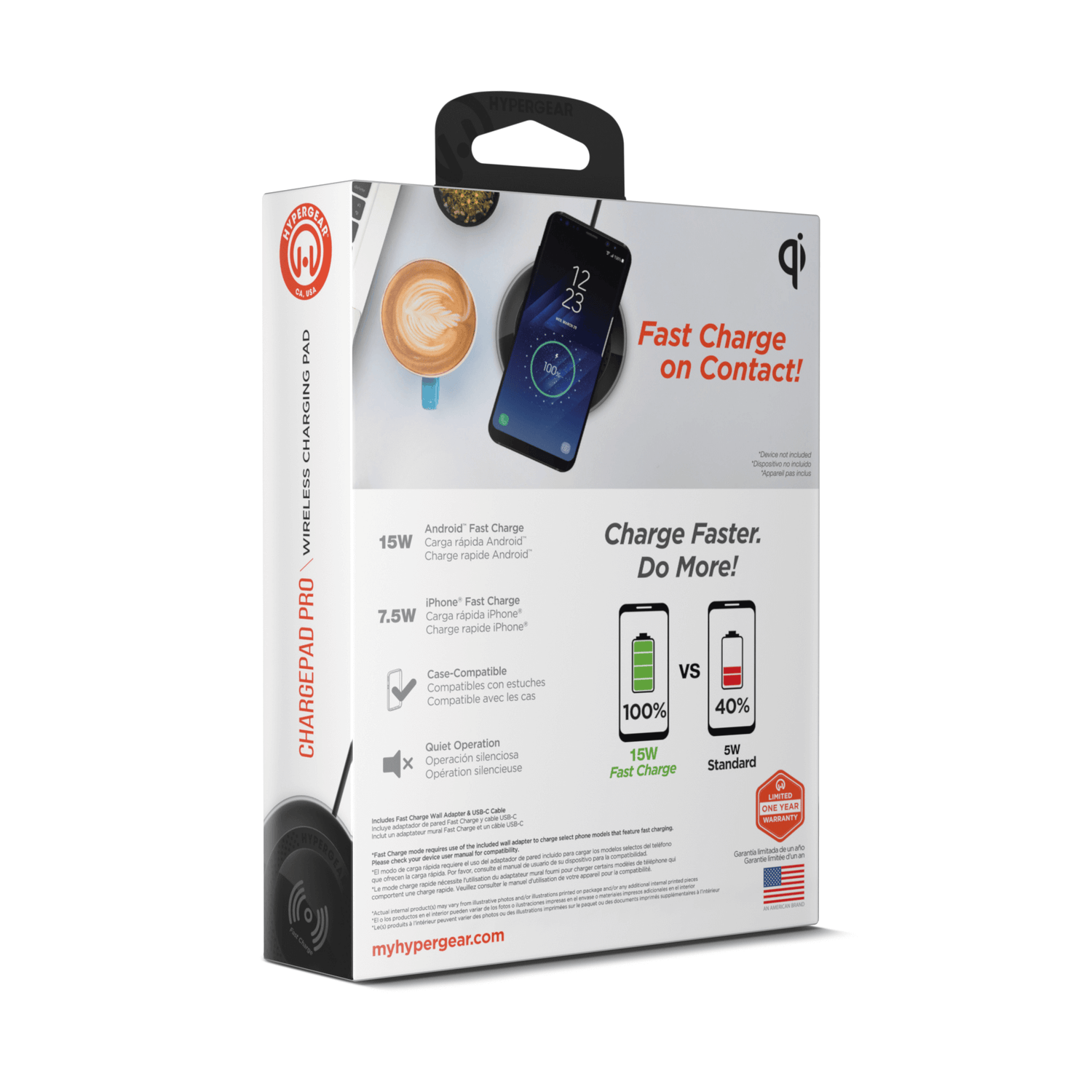 HyperGear ChargePad Pro 15W Wireless Fast Charger USB-C Jupiter Gear Home