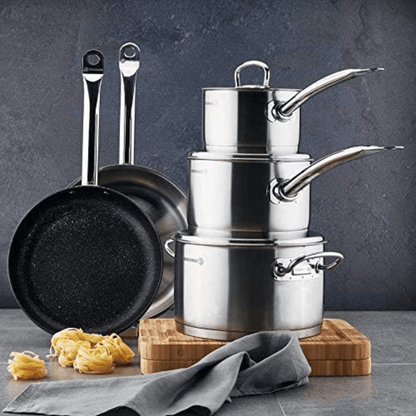 Korkmaz Proline 4Qt Stainless Steel Saucepan with High Profile Lid Jupiter Gear Home