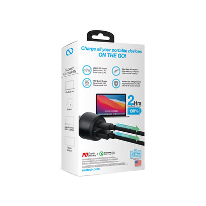 Naztech SpeedMax65 PD65W + QC3 Car Charger Jupiter Gear Home