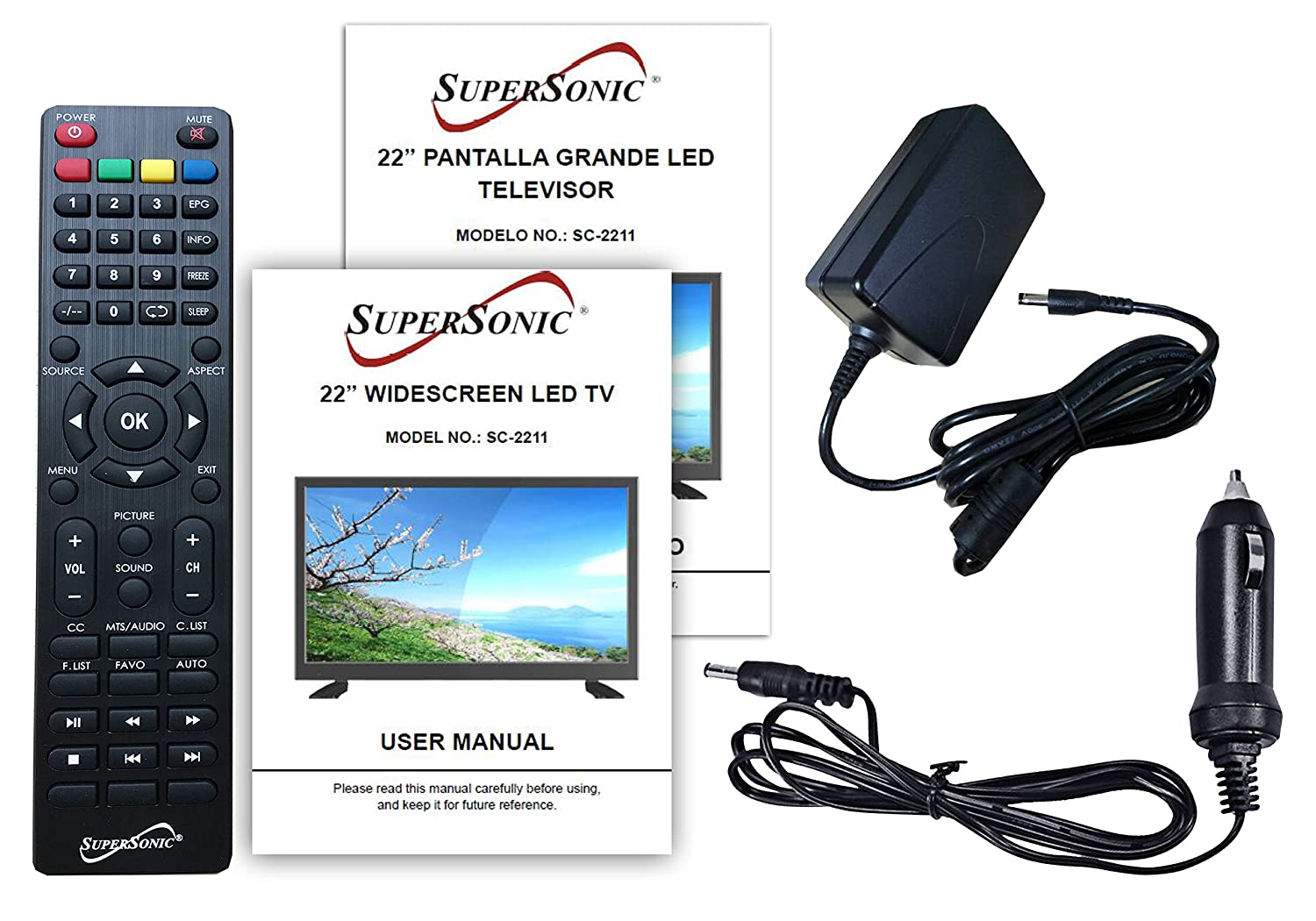 Supersonic 22" 12 Volt ACDC Widescreen LED HDTV with USB and HDMI (SC-2211) Jupiter Gear Home
