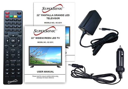 Supersonic 22" 12 Volt ACDC Widescreen LED HDTV with USB and HDMI (SC-2211) Jupiter Gear Home