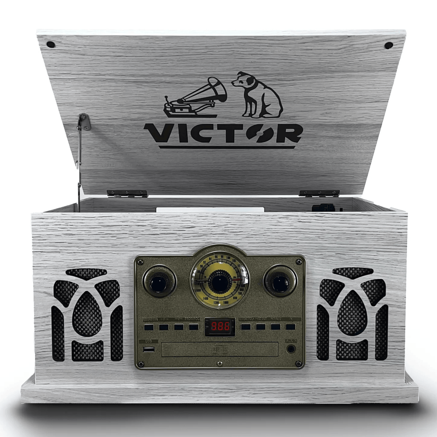 Victor Belmont 8-in-1 Wood Music Center White - Refurbished Jupiter Gear Home