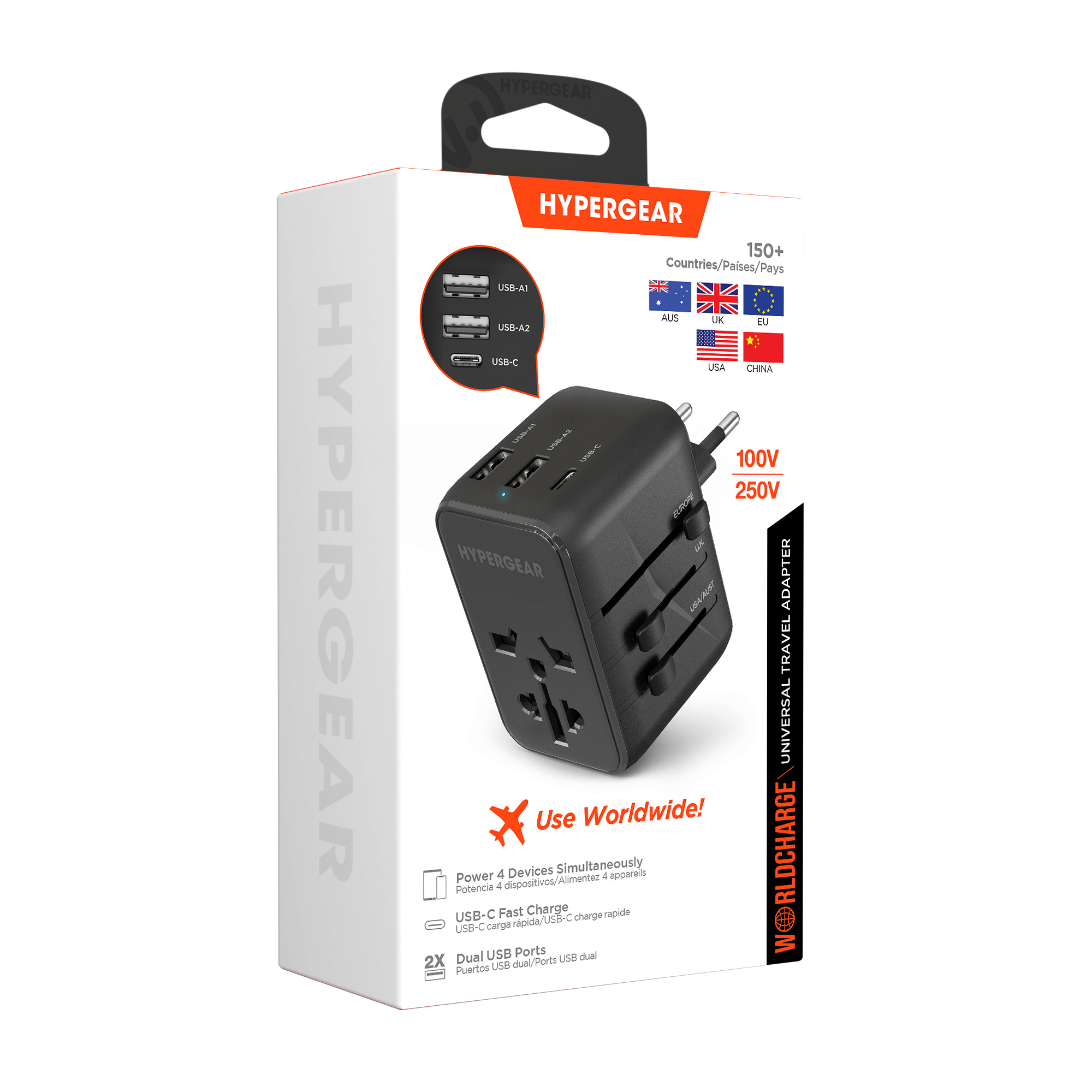 HyperGear WorldCharge Universal Travel Adapter with USB-C Jupiter Gear Home