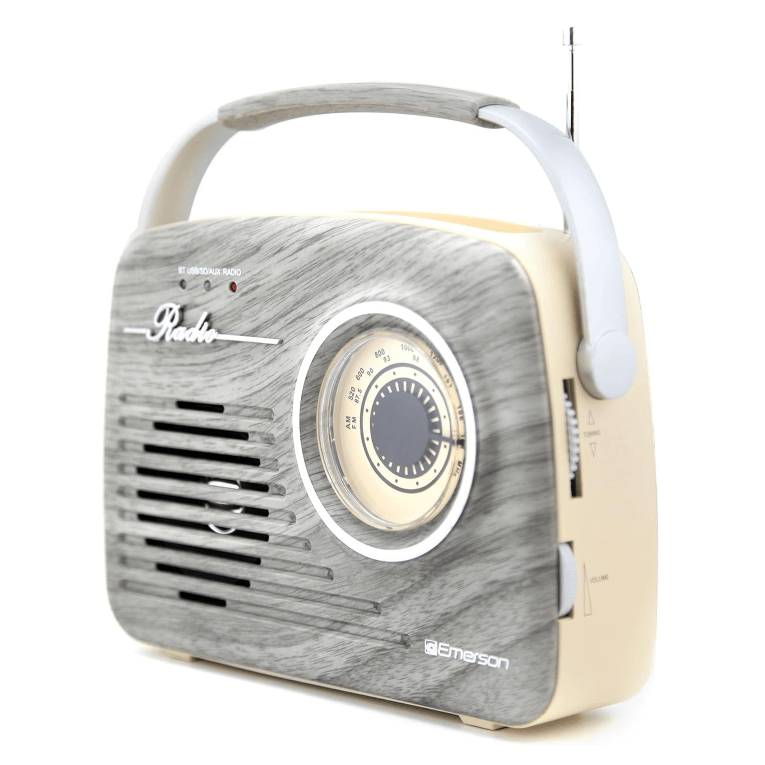 Emerson Portable Retro Radio with Built-In Rechargeable Battery and Memory Set Jupiter Gear Home