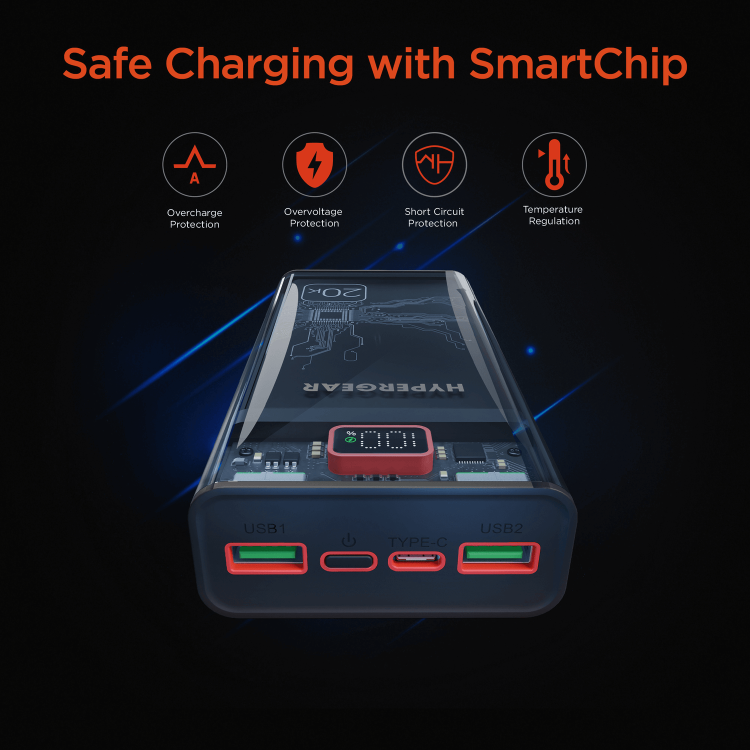 HyperGear ClearCharge XL 20000mAh Transparent PD Power Bank Jupiter Gear Home