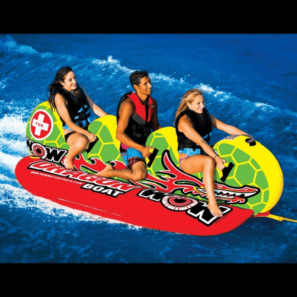 WOW Watersports Dragon Boat 3 Person Inflatable Towable and Ski Tube Jupiter Gear Home