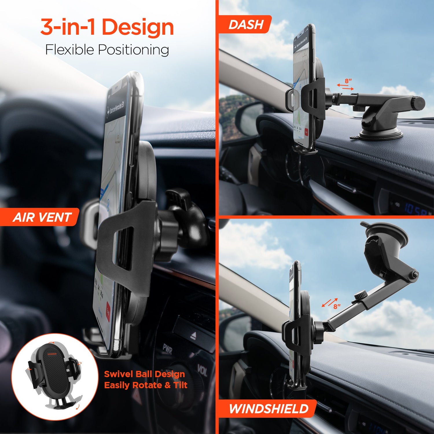 HyperGear 3-in-1 Phone Mount Kit Jupiter Gear Home