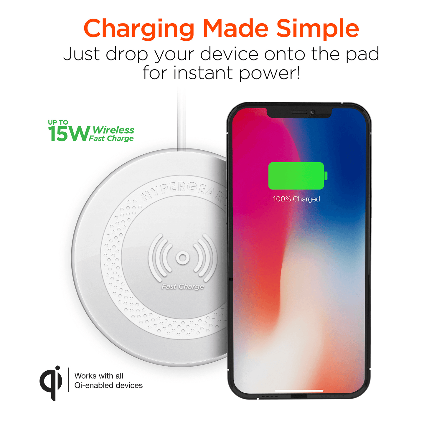 HyperGear ChargePad Pro 15W Wireless Fast Charger USB-C Jupiter Gear Home