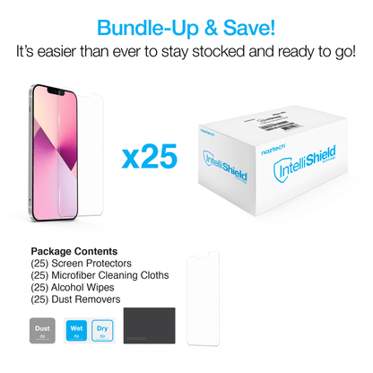 Naztech IntelliShield HD Tempered Glass 25pc Set for the iPhone 13 Mini Jupiter Gear Home