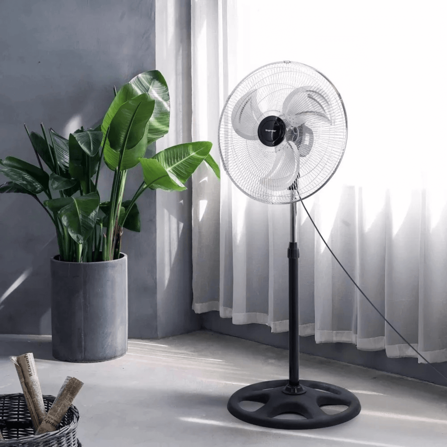 Impress 18-Inch 2-in-1 Chrome Hi-Speed Industrial Oscillating Fan Jupiter Gear Home