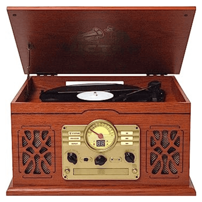 Victor State 7-in-1 Wood Music Center Mahogany - Refurbished Jupiter Gear Home