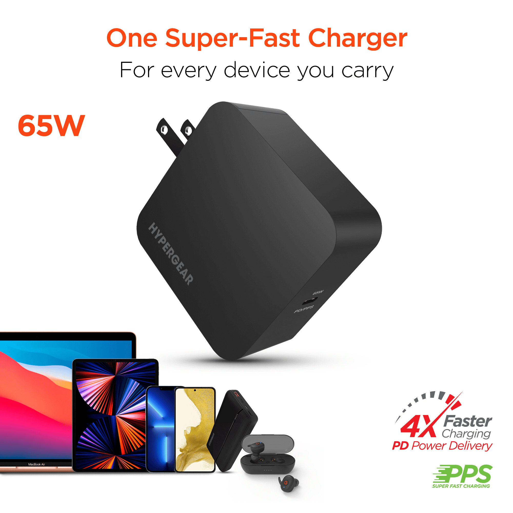 HyperGear SpeedBoost 65W USB-C PD Laptop Wall Charger with PPS Jupiter Gear Home