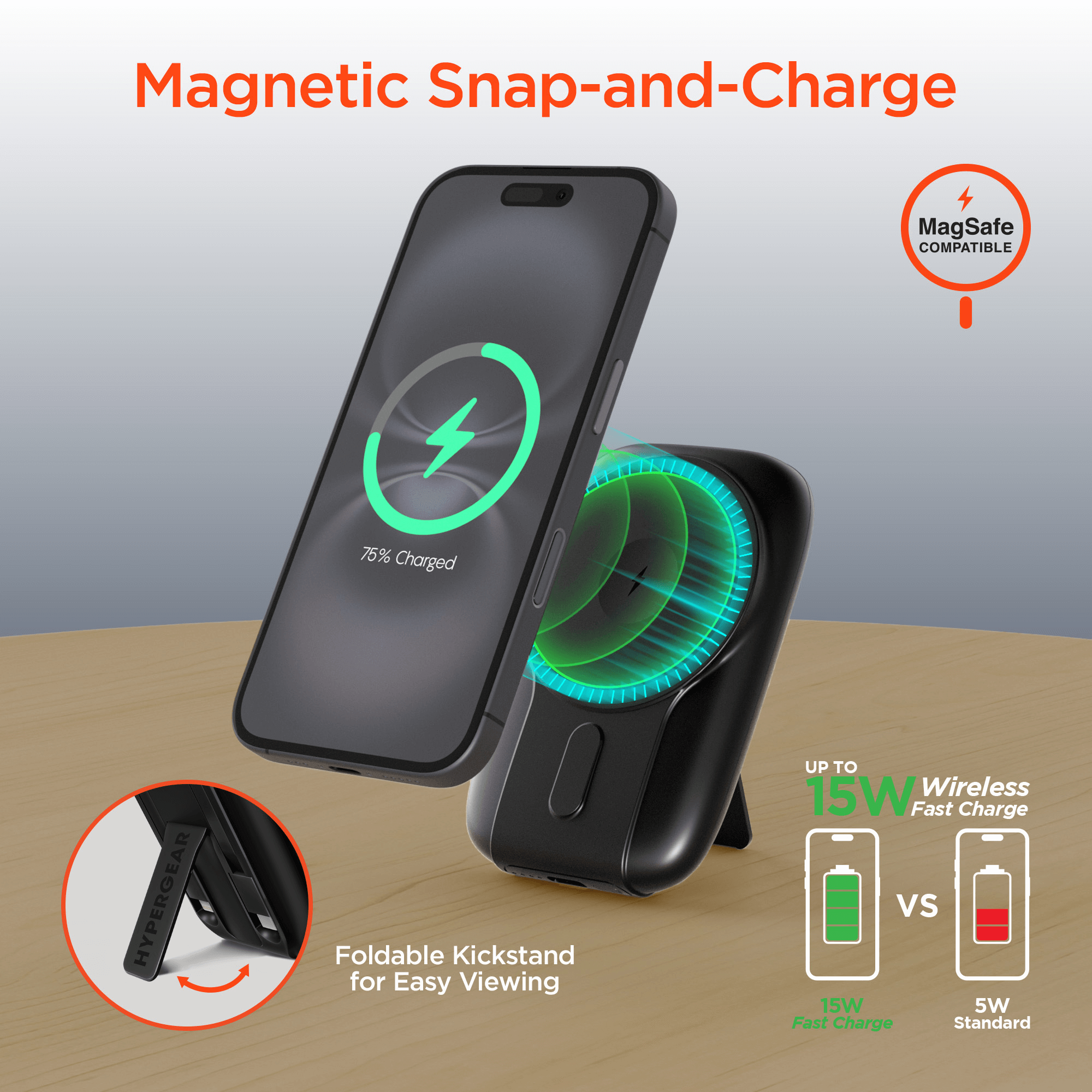 HyperGear Mag Grip Go 5000mAh Wireless Power Bank Jupiter Gear Home