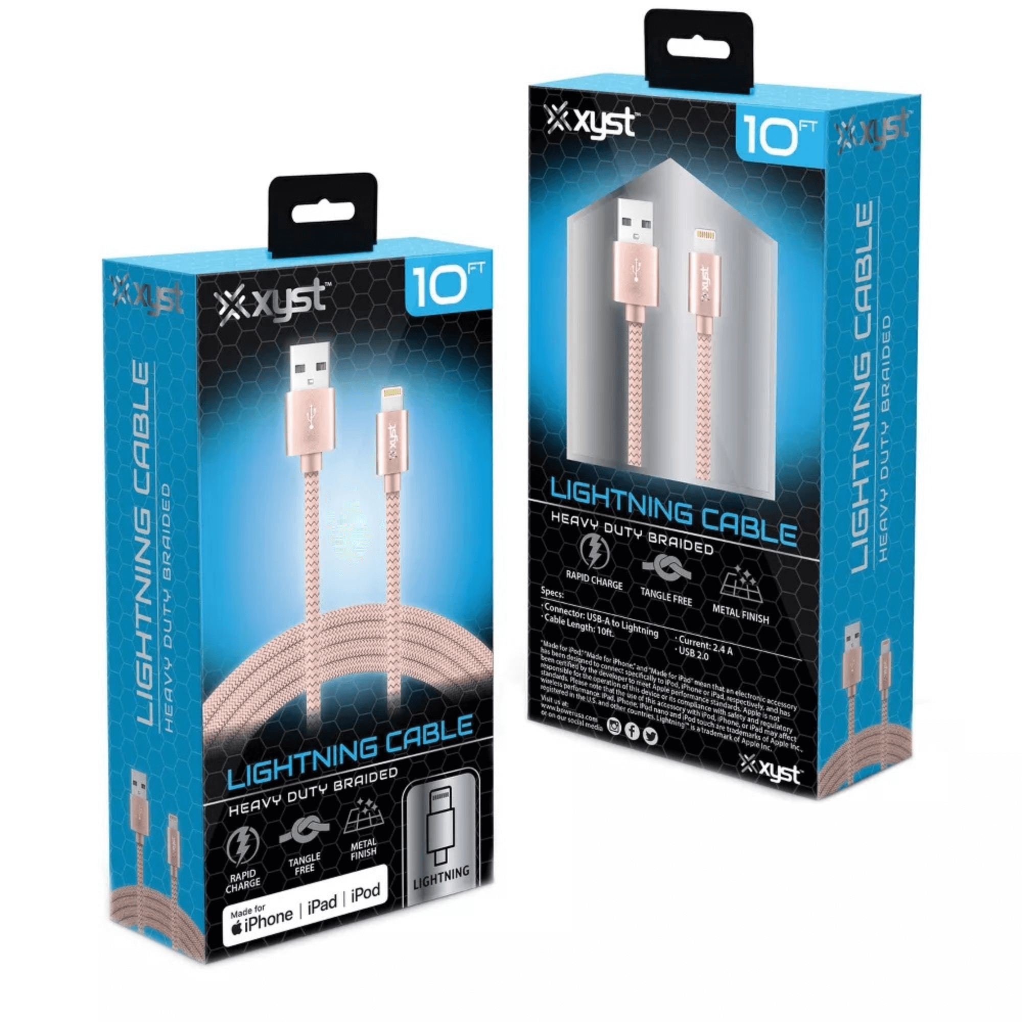 Xyst Charge and Sync USB to Lightning Braided Cable 10Ft Jupiter Gear Home