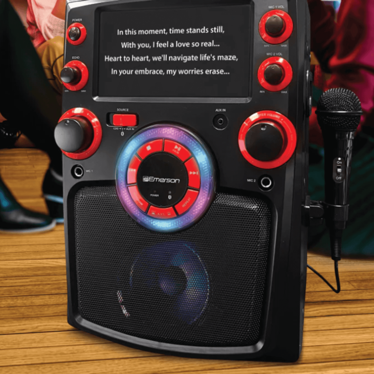 Emerson Portable Bluetooth Karaoke System with 7" LCD Display and Mic Input Jupiter Gear Home