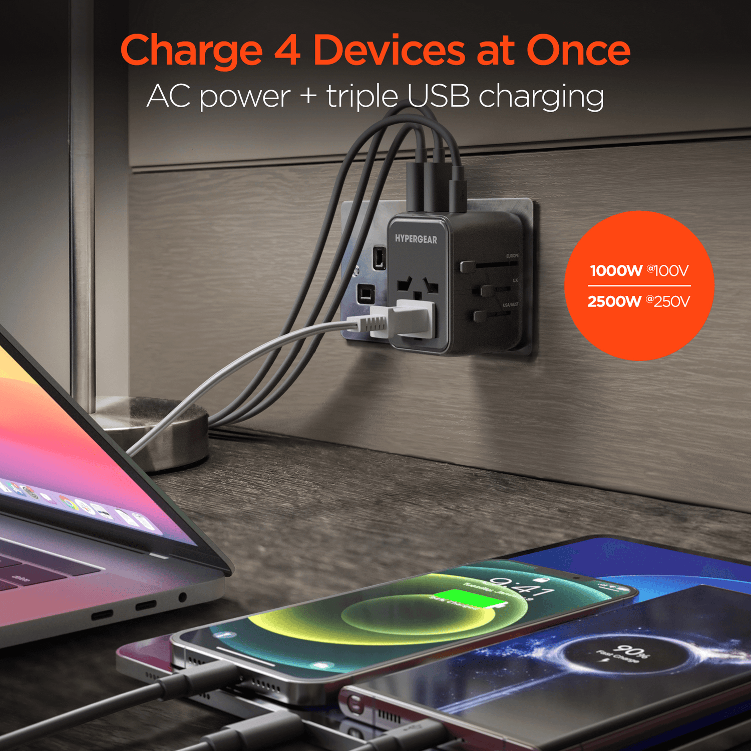 HyperGear WorldCharge Universal Travel Adapter with USB-C Jupiter Gear Home