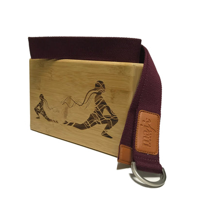 Maji Sports Laser Engraved Bamboo Yoga Block &amp; Strap Combo Jupiter Gear Home