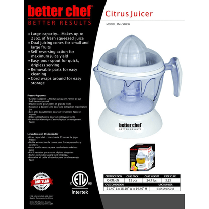 Better Chef 0.75L Self-Reversing Citrus Juicer Jupiter Gear Home