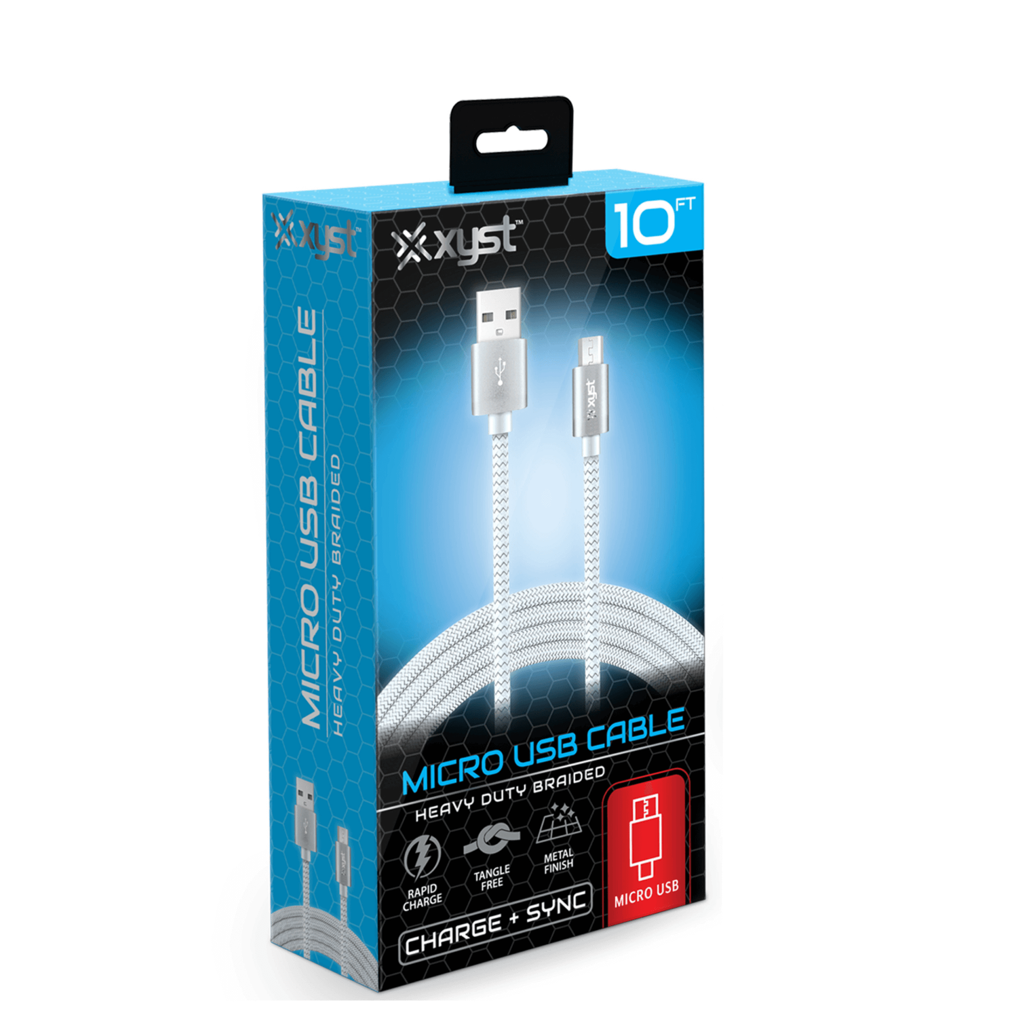 Xyst Charge and Sync USB to Micro USB Braided Cable 10Ft Jupiter Gear Home