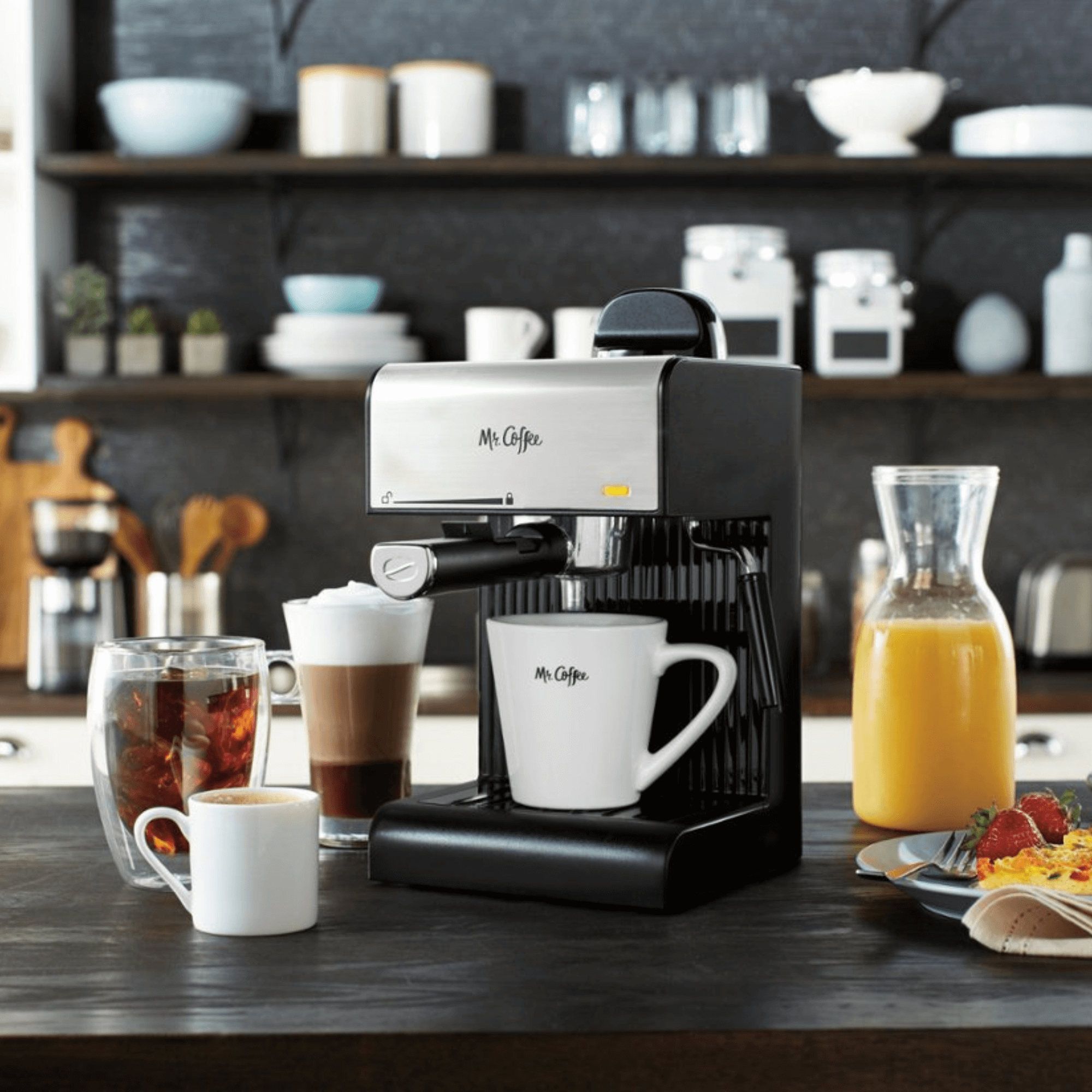 Mr. Coffee Café Steam Espresso and Cappuccino Machine with Milk Frothing Wand Jupiter Gear Home