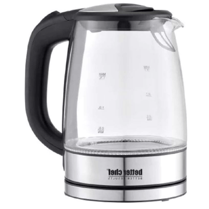 Better Chef 1100W 7-Cup Cordless Electric Borosilicate Glass Kettle with Stainless Steel Accents Jupiter Gear Home
