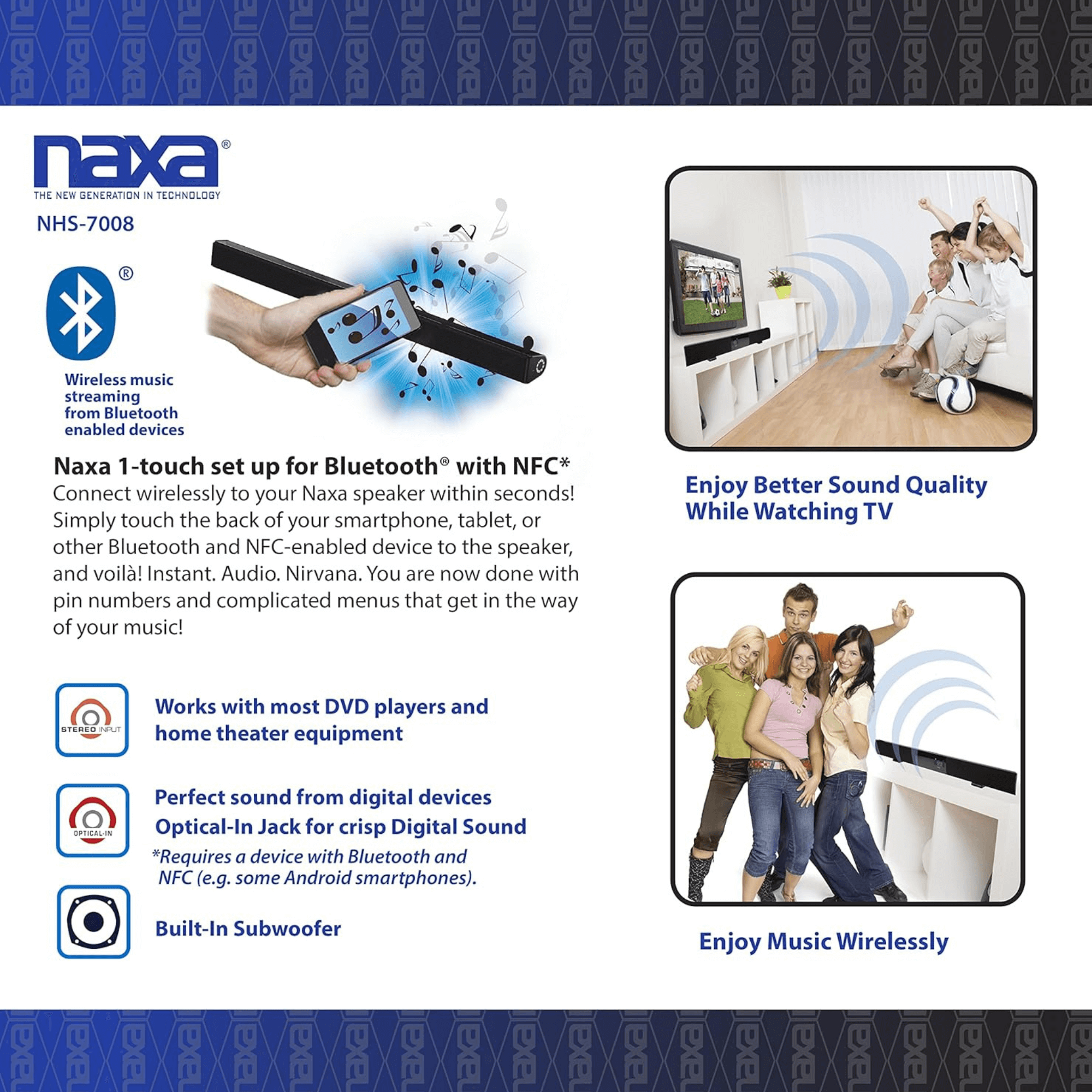 Naxa 42" BT Sound Bar with Built-in Subwoofer - Refurbished Jupiter Gear Home