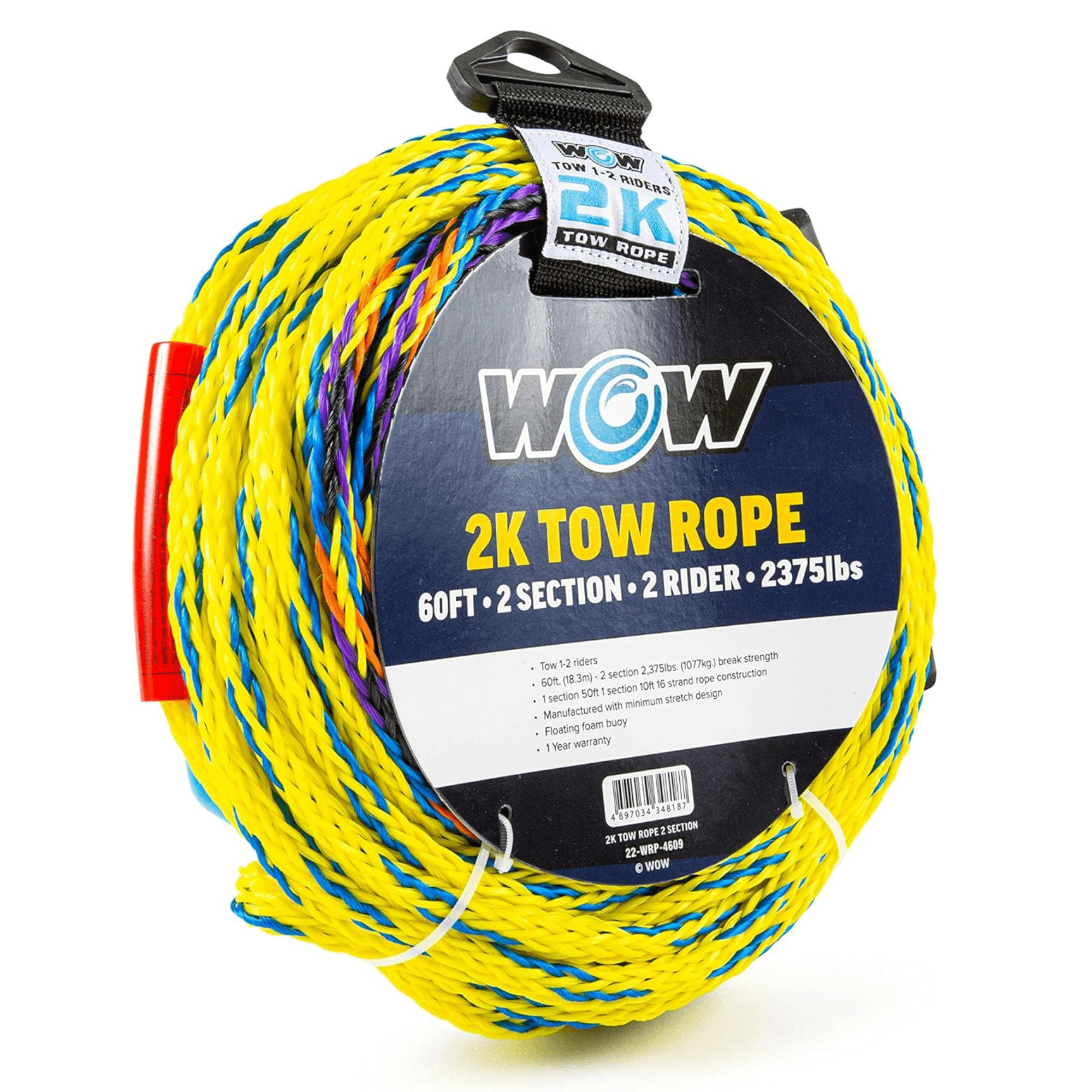 WOW Watersports 60ft 2-Rider 2K Tow Rope with 2 Sections Jupiter Gear Home