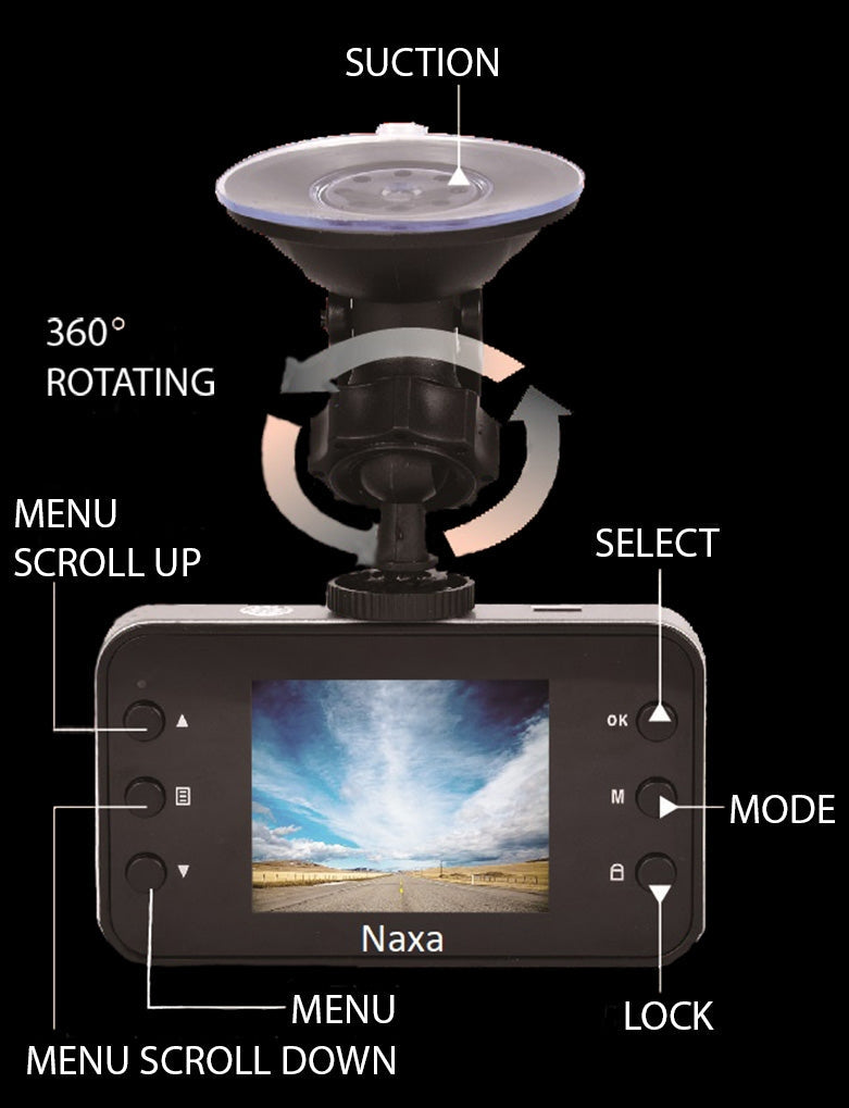 Naxa HD Car Dash Cam (NCV-6000) Jupiter Gear Home