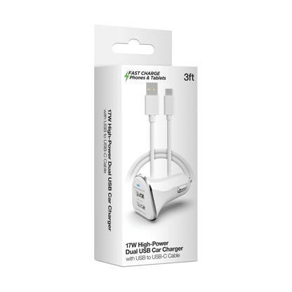 HyperGear Hi-Power Dual USB 3.4A Car Charger for iPhone 15 Androids Tablets Earbuds and Cameras Jupiter Gear Home
