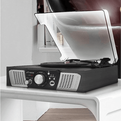 Victor Lakeshore 5-in-1 Hybrid BT Turntable System Black - Refurbished Jupiter Gear Home