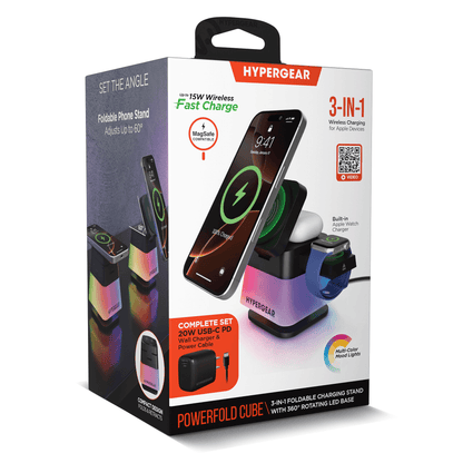 HyperGear PowerFold Cube RGB 3-in-1 Wireless Charging Stand Jupiter Gear Home