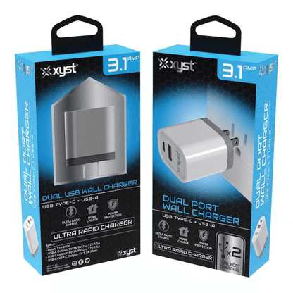Xyst 3.4-Amp Dual USB Wall Charger with USB Port and USB Type-C Port Jupiter Gear Home