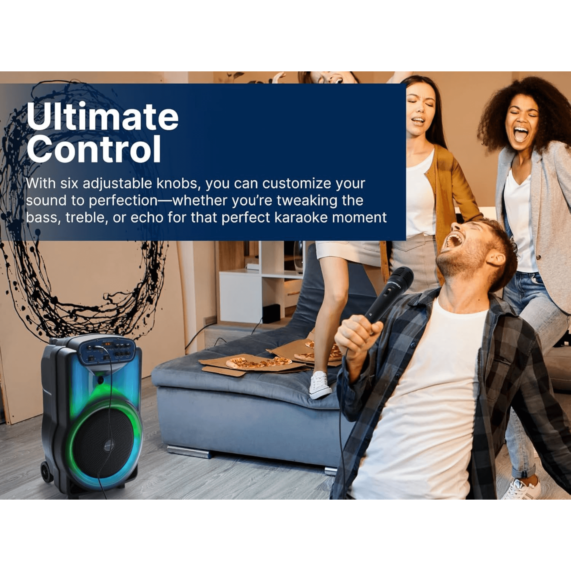 Emerson Portable Bluetooth 12" Party Speaker with Flame Lighting Jupiter Gear Home