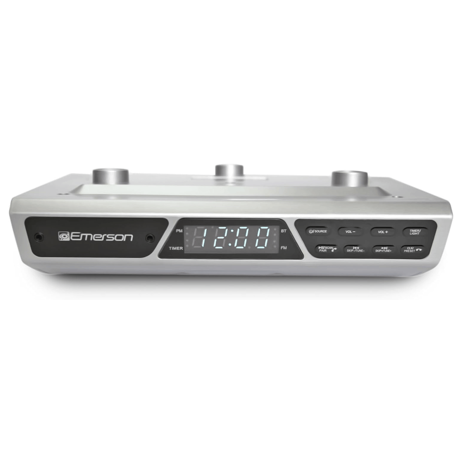 Emerson Under Cabinet FM Radio w Bluetooth, Station Memory and Clock with Timer Jupiter Gear Home