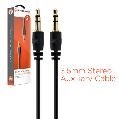 HyperGear 3.5mm Stereo AUX Cable 2ft Black (14029-HYP) Jupiter Gear Home
