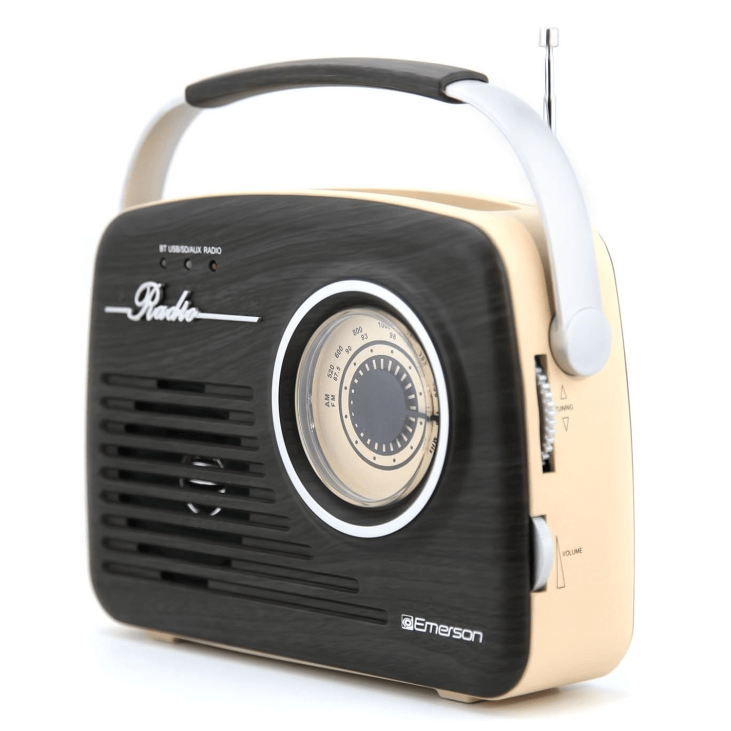 Emerson Portable Retro Radio with Built-In Rechargeable Battery and Memory Set Jupiter Gear Home