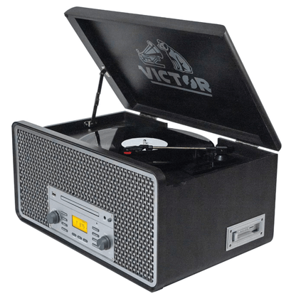 Victor Monument 8-in-1 Wood Music Center Graphite - Refurbished Jupiter Gear Home