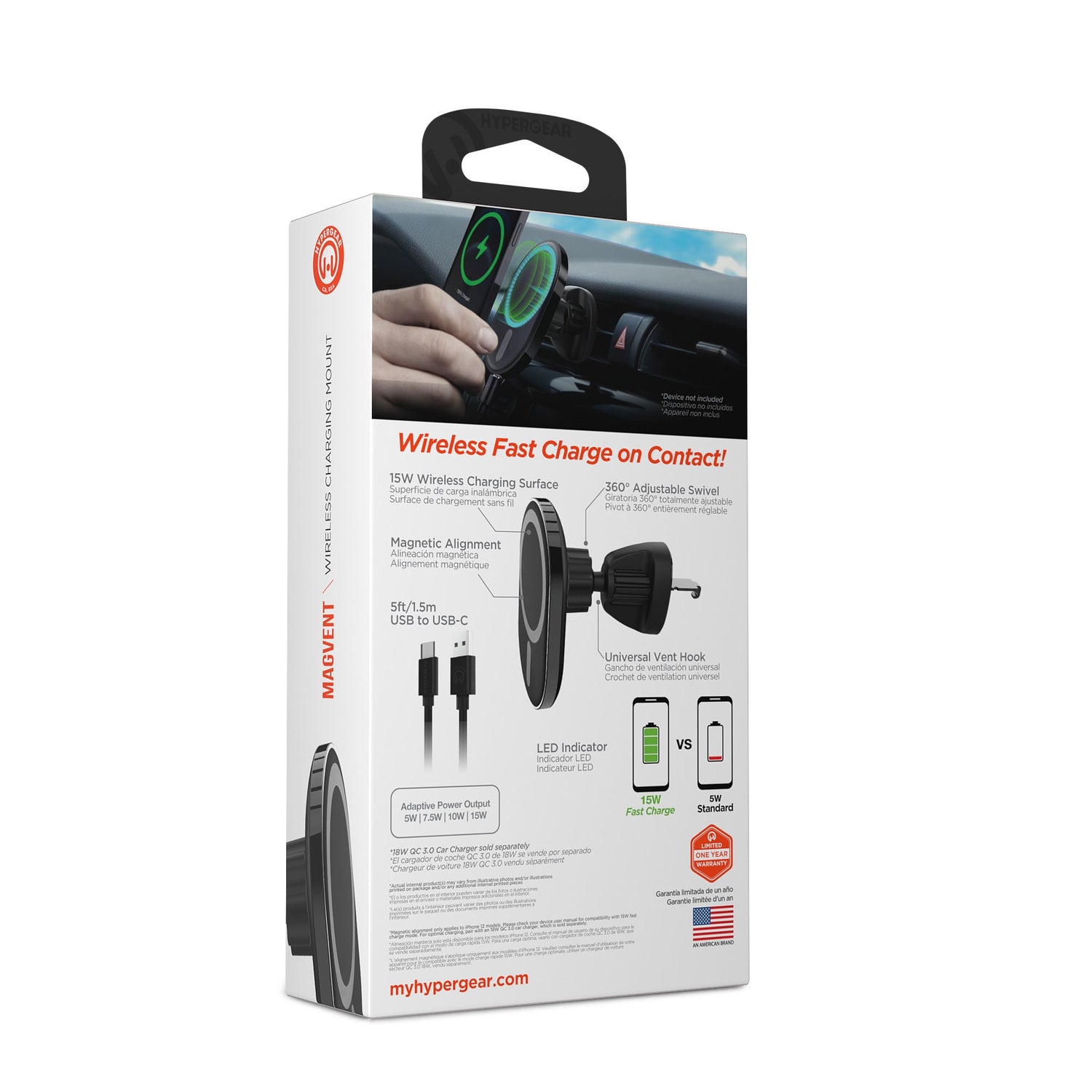 HyperGear MagVent Wireless Car Charging Mount for iPhone 13 Jupiter Gear Home