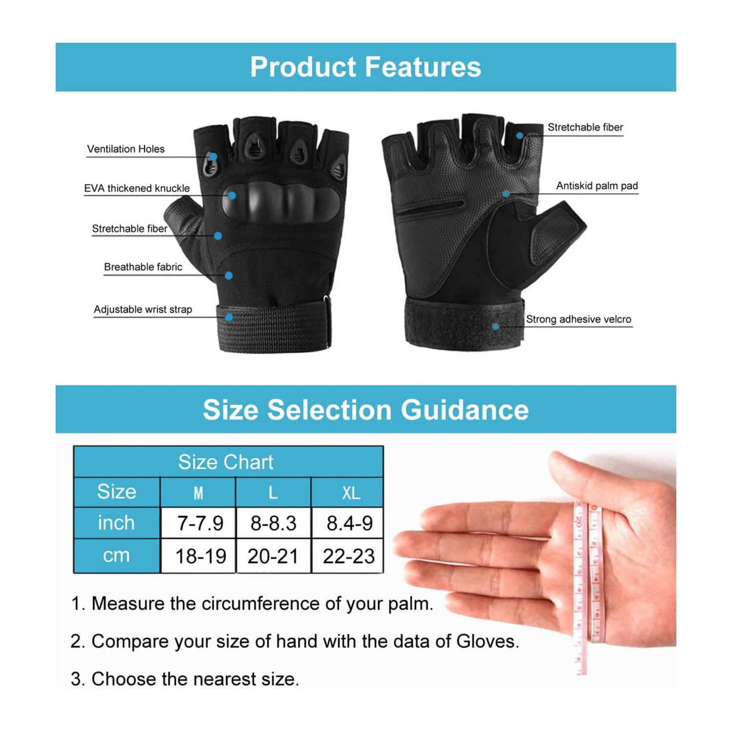 JupiterGear Tactical Military Fingerless Airsoft Gloves for Outdoor Sports, Paintball, and Motorcycling Jupiter Gear Home