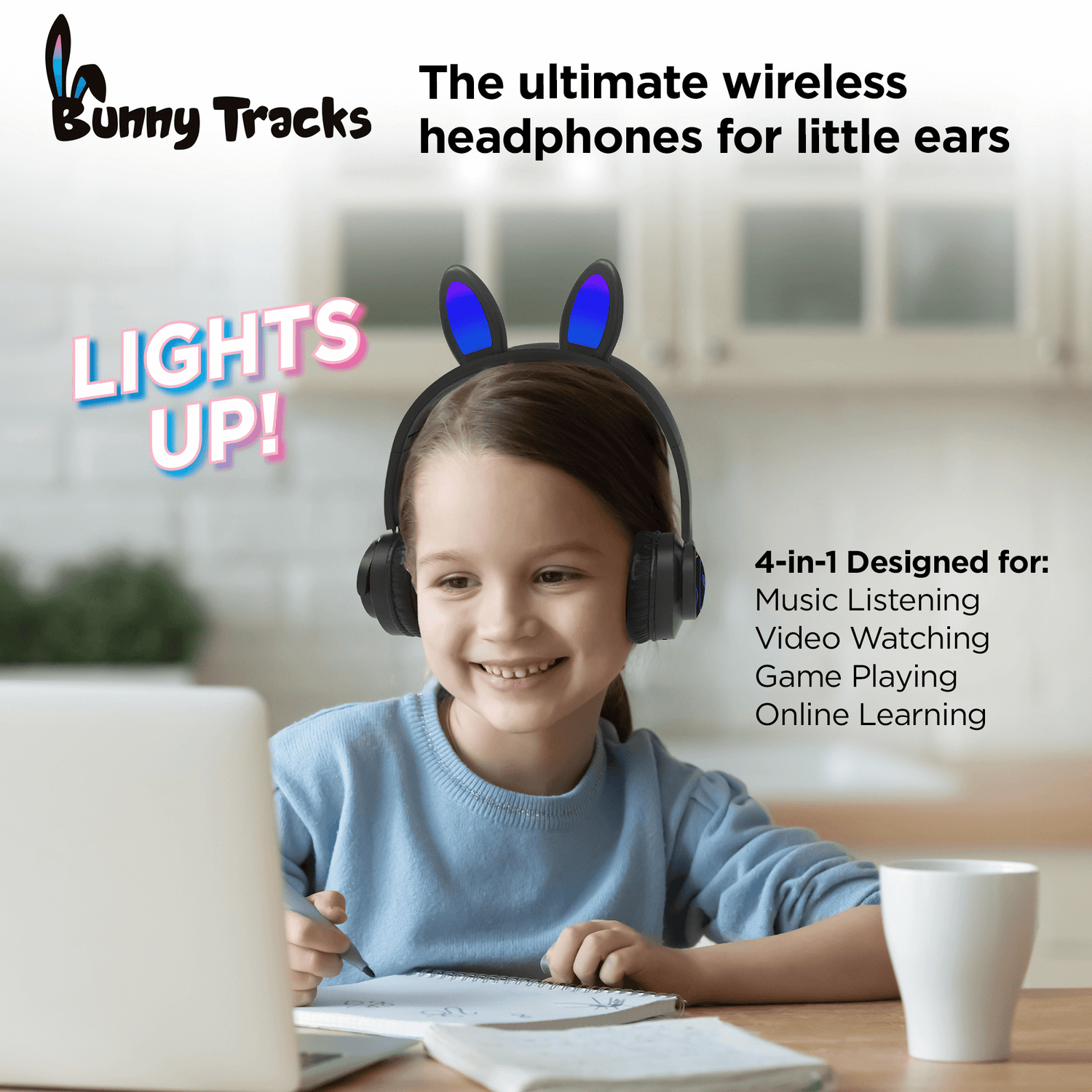 HyperGear Bunny Tracks Wireless Light-Up Headphones Jupiter Gear Home